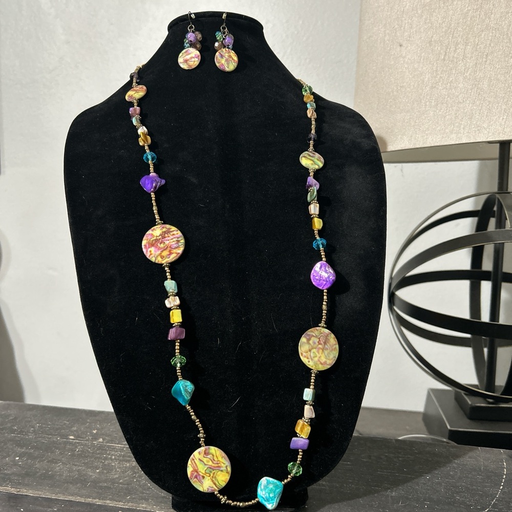 Colorful Beaded Necklace and Earring Set